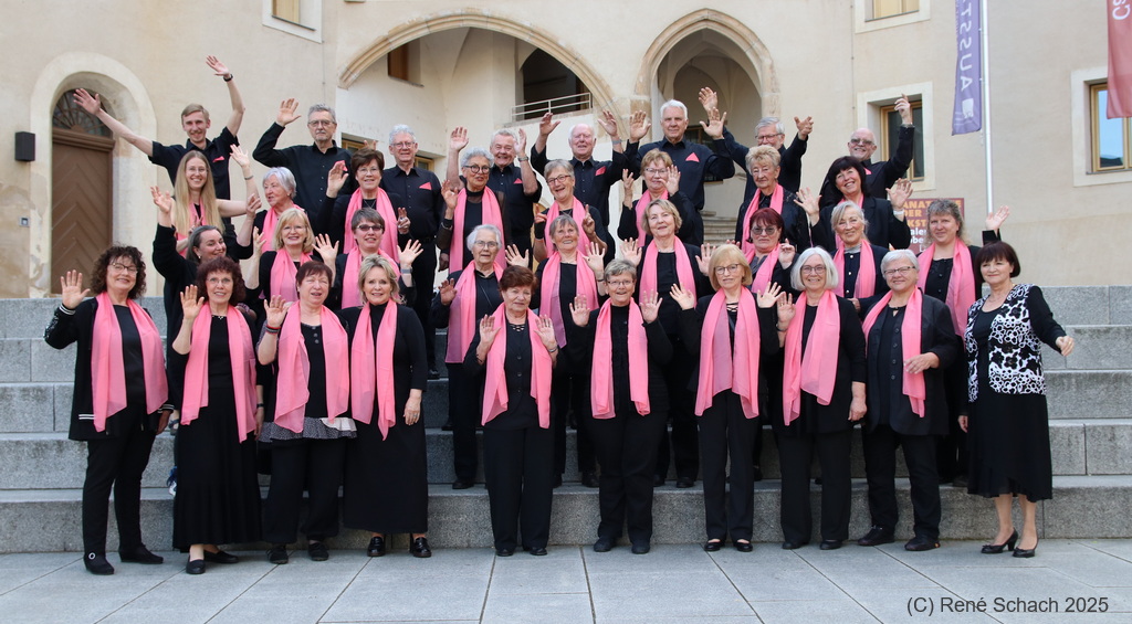 Der Volkschor Reinsdorf im Jahr 2025 auf dem Hof der Schloßkirche in Lutherstadt Wittenberg